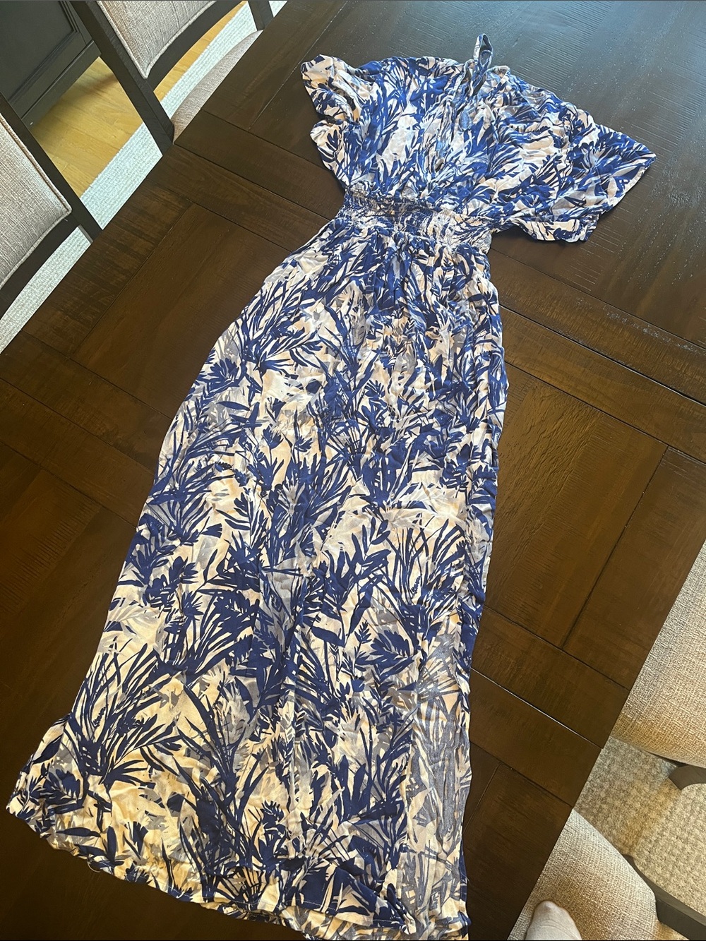 Maternity Blue and White Floral Maxi Dress — Women's Summer Dress
